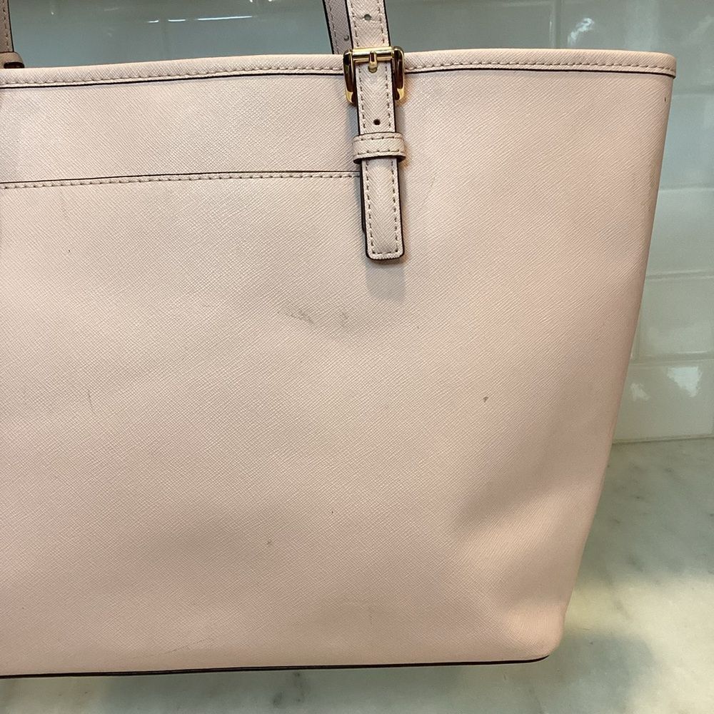 Michael Kors Purse Handbag Leather Jet Set Carry All Pink Tote Bag Pocketbook - Picture 5 of 16